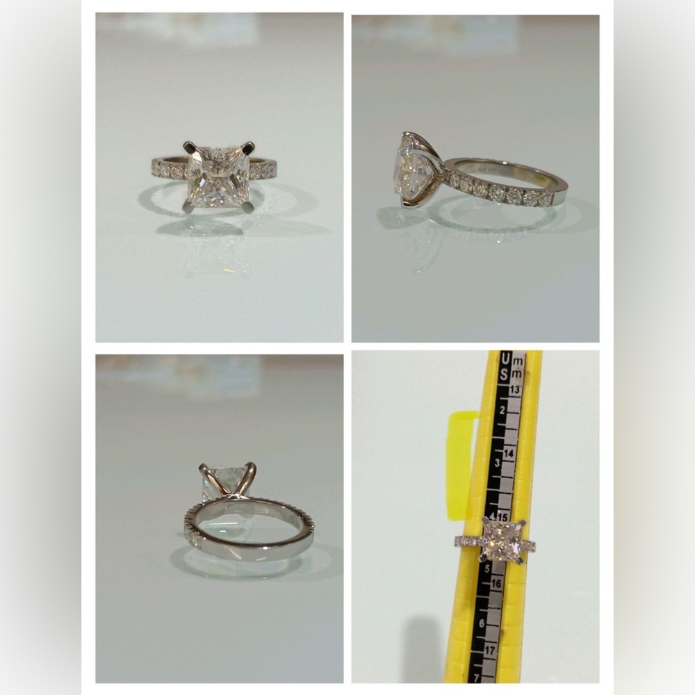 3 Carat Princess Cut Moissanite Engagement Ring - Picture 7 of 8